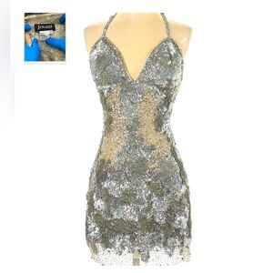 Jovani Silver Sequin Dress